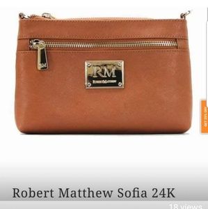 Robert Matthews Sofia 24K Gold Leather Clutch Brow